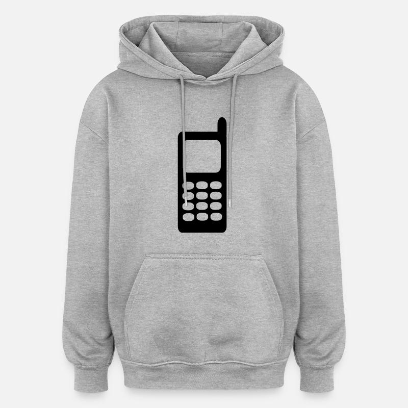 Handy - Telefon - Oversized Unisex Hoodie - Grau meliert