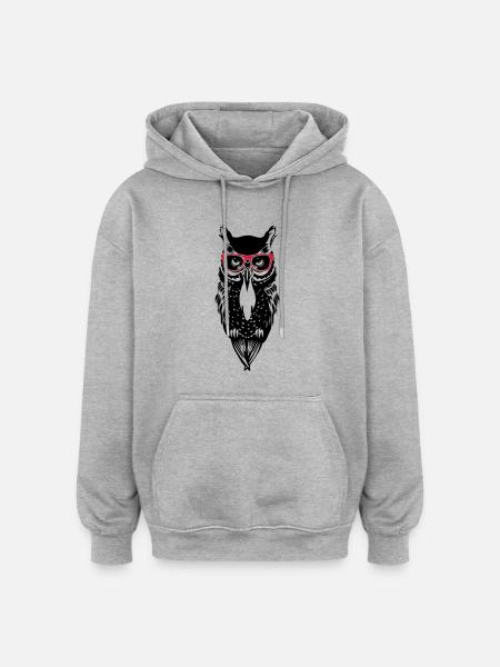 owl owl_glasses_2 - Oversized Unisex Hoodie - heather grey