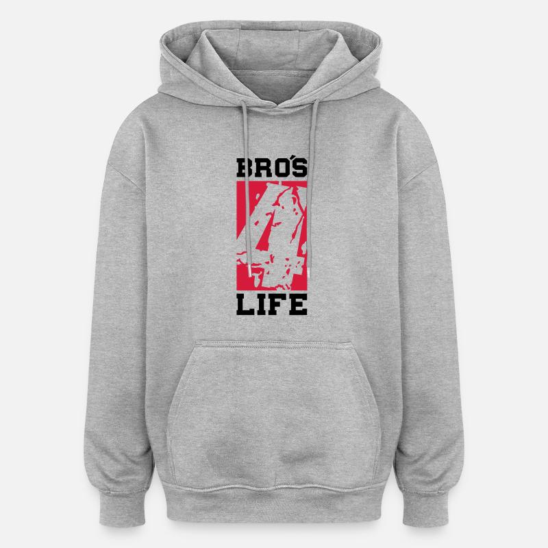 bros_4_life_cb2 - Sweat à capuche oversize unisexe - gris chiné