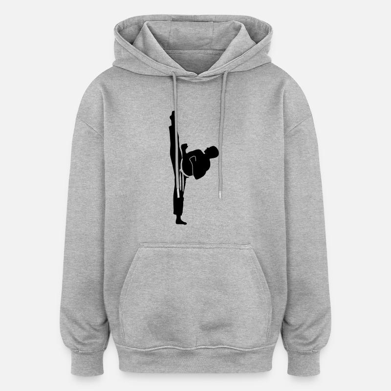 karaté coup - Sweat à capuche oversize unisexe - gris chiné