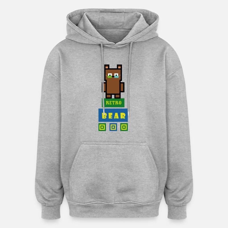 Ours brun dans le rétrostyle - Sweat à capuche oversize unisexe - gris chiné