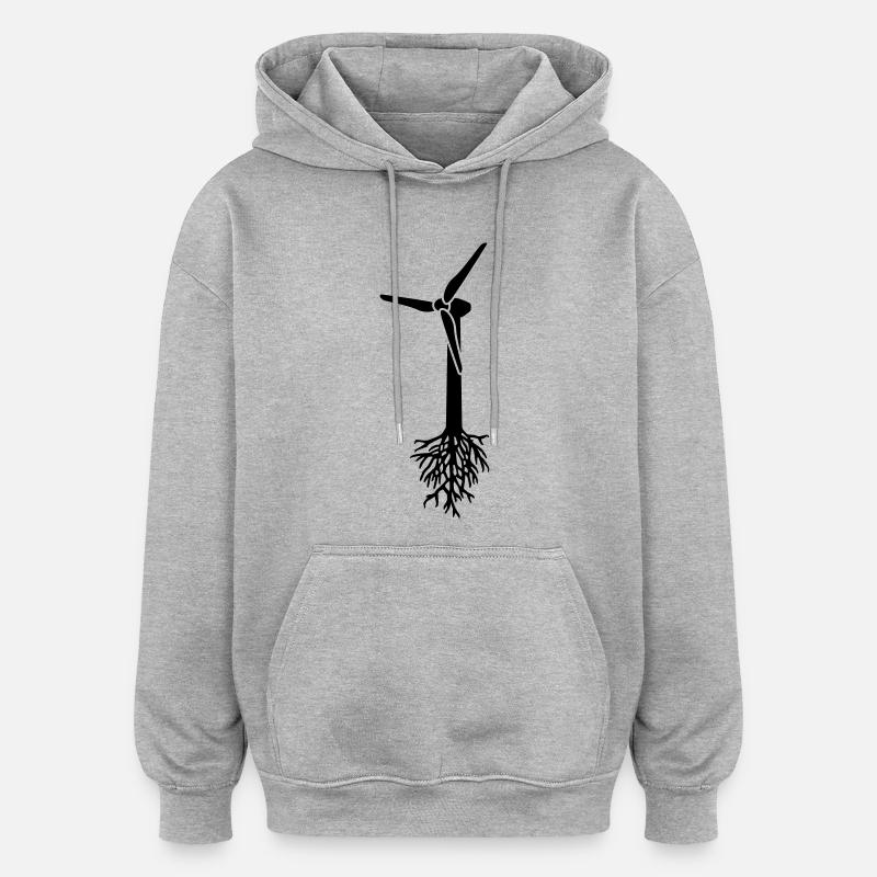 Think Green - Sweat à capuche oversize unisexe - gris chiné