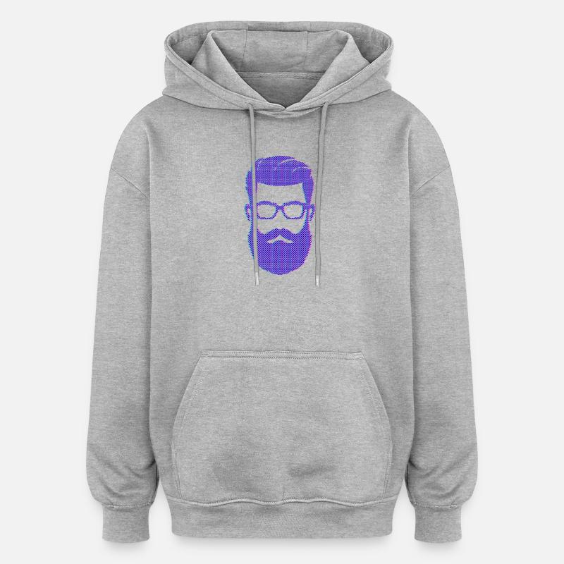 Bartträger Männlichkeit Schnurrbart Bart - Oversized Unisex Hoodie - Grau meliert