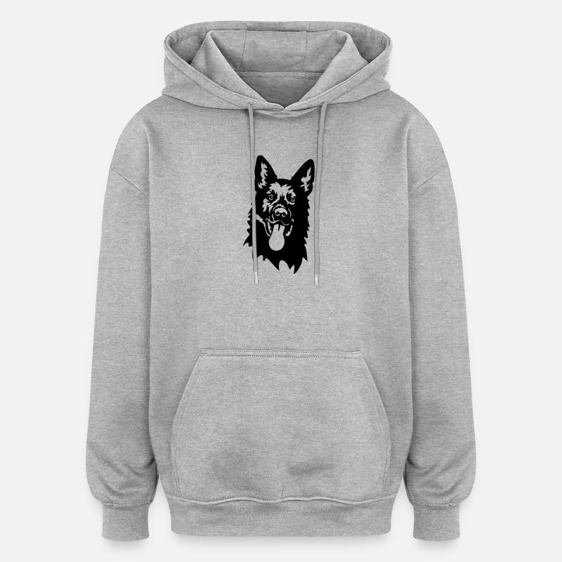 Tête de berger allemand - Sweat à capuche oversize unisexe - gris chiné