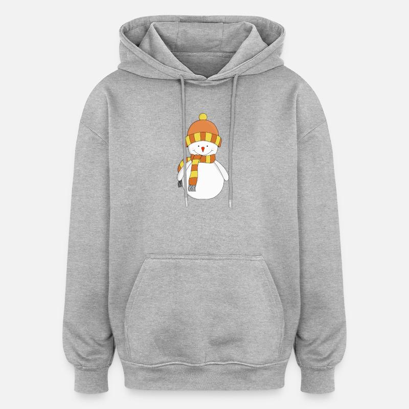 Frostiger Winterschneemann - Oversized Unisex Hoodie - Grau meliert