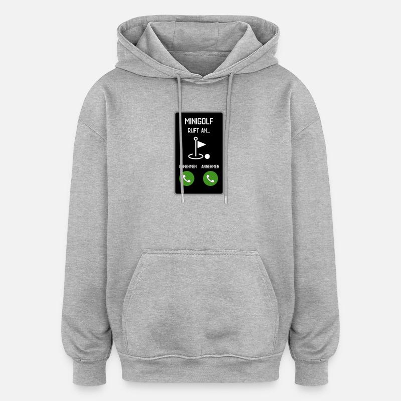 Minigolf ruft an - Oversized Unisex Hoodie - Grau meliert