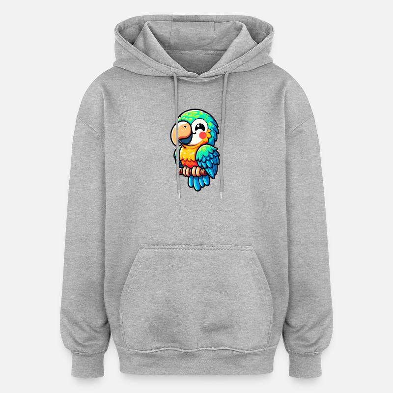 Perroquet - Sweat à capuche oversize unisexe - gris chiné