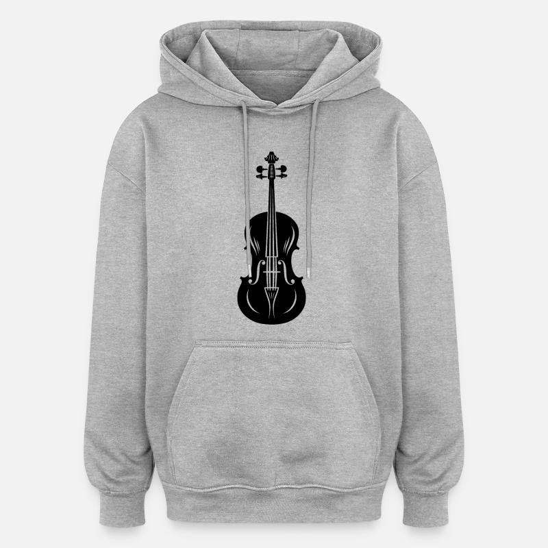 Violon graphique - Sweat à capuche oversize unisexe - gris chiné
