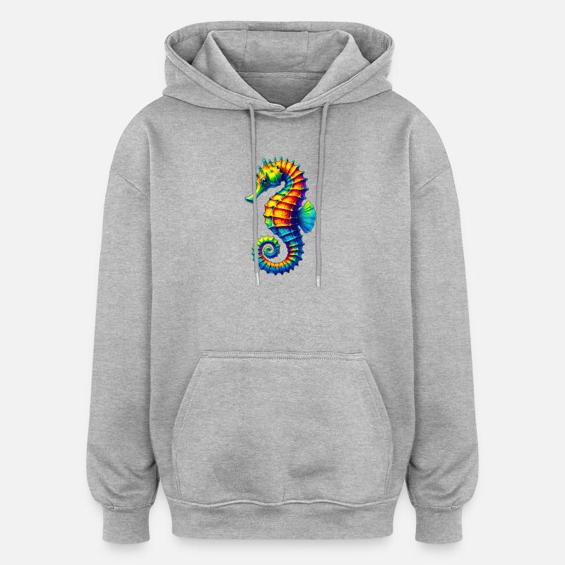 Hippocampe - Sweat à capuche oversize unisexe - gris chiné