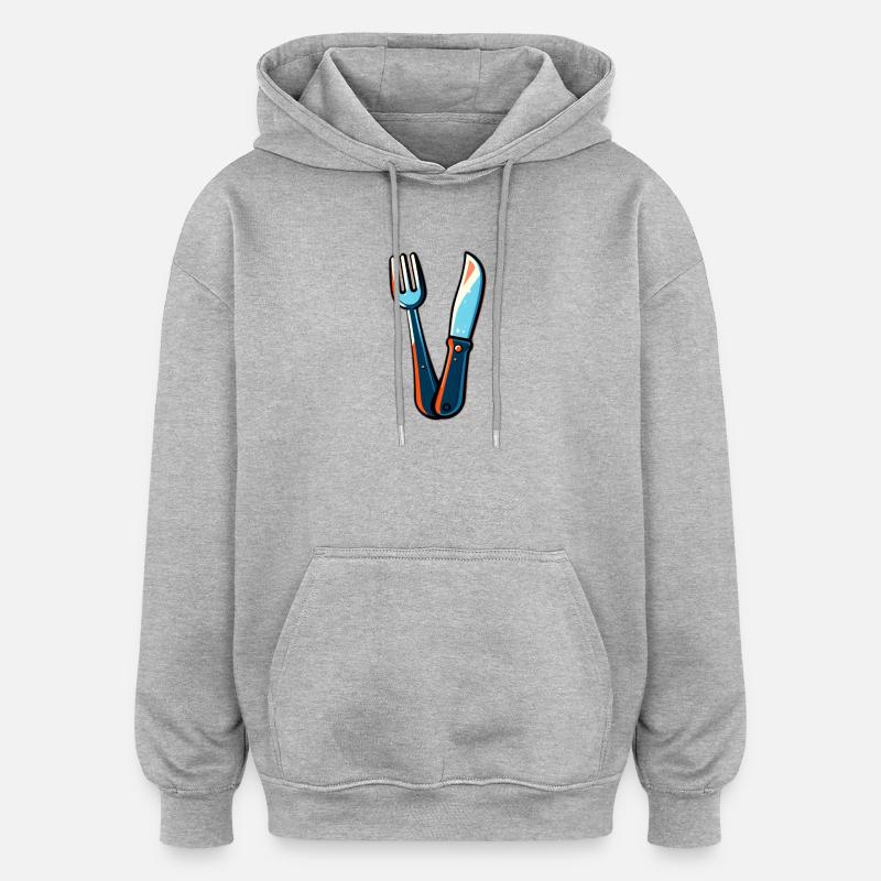 Besteck Messer Gabel bunt - Oversized Unisex Hoodie - Grau meliert