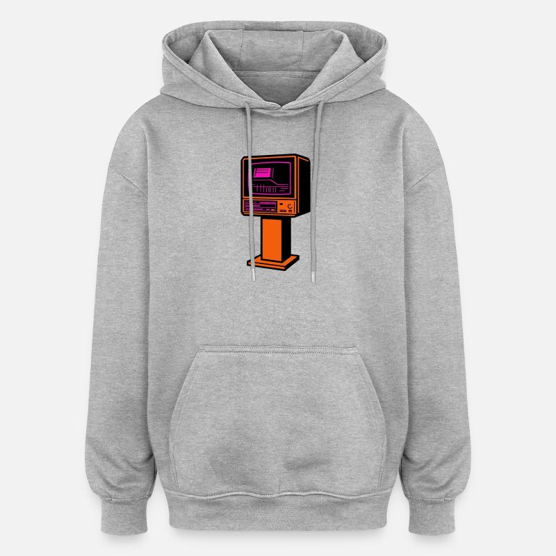 Rétro Future TV - Sweat à capuche oversize unisexe - gris chiné