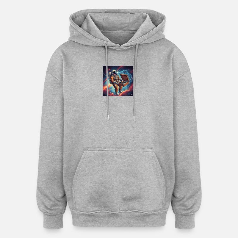 Space DJ Astronaut avec platine vinyle - Sweat à capuche oversize unisexe - gris chiné