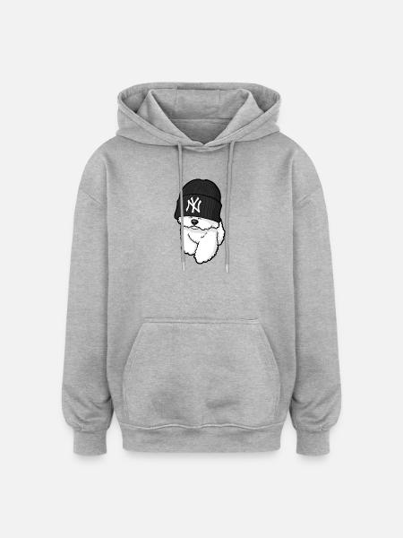 Hundemode Straße New York - Oversized Unisex Hoodie - Grau meliert