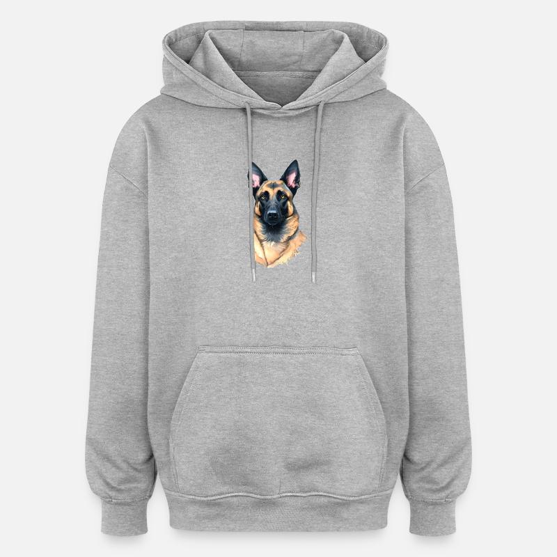 Chien Berger Belge Malinois - Sweat à capuche oversize unisexe - gris chiné