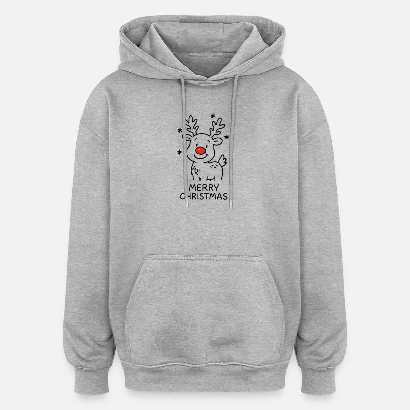 Renne Rudolph Joyeux Noël doux - Sweat à capuche oversize unisexe - gris chiné