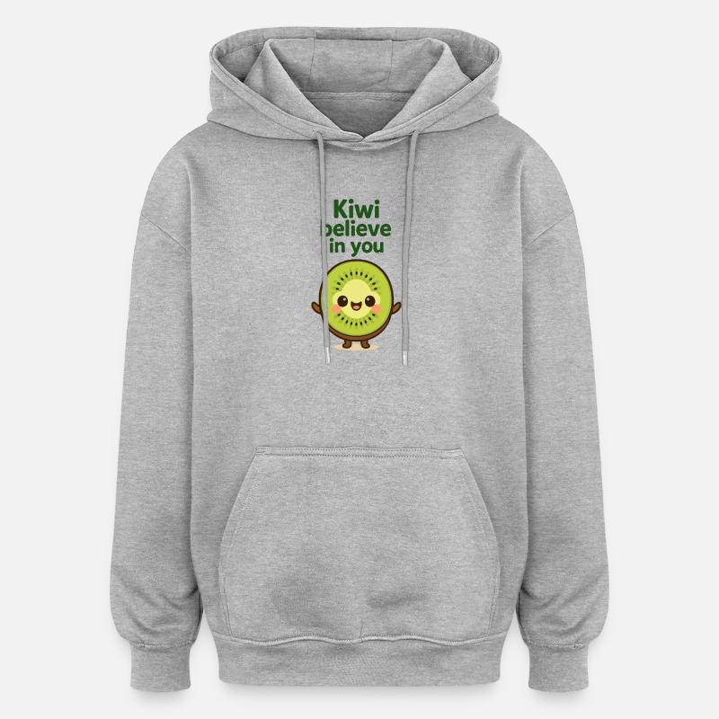 Kiwi croit en toi - Sweat à capuche oversize unisexe - gris chiné
