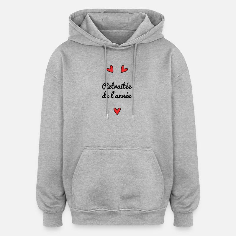 RETRAITEE. RETRAITE. BONNE RETRAITE - Sweat à capuche oversize unisexe - gris chiné