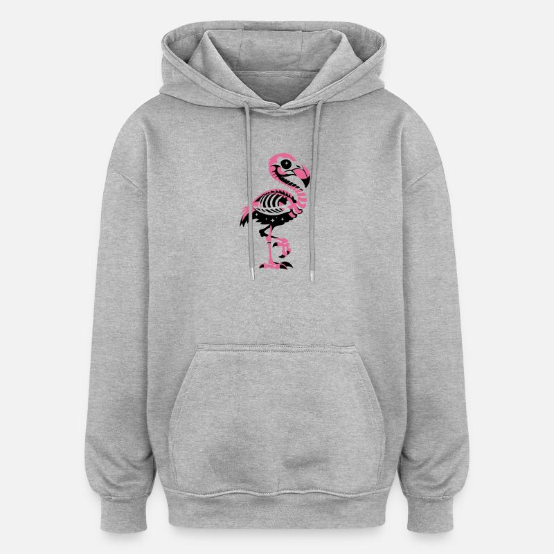 Flamingo Skeleton Pink Gothic - Sweat à capuche oversize unisexe - gris chiné