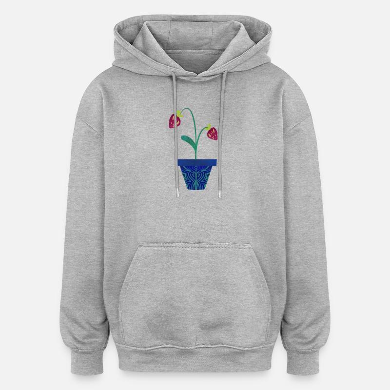Fraise dans un pot - Sweat à capuche oversize unisexe - gris chiné