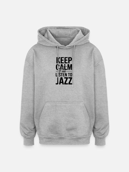 Bleib ruhig und hör Jazz - Oversized Unisex Hoodie - Grau meliert
