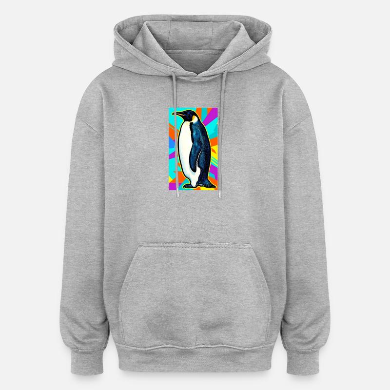 pingouin - Sweat à capuche oversize unisexe - gris chiné
