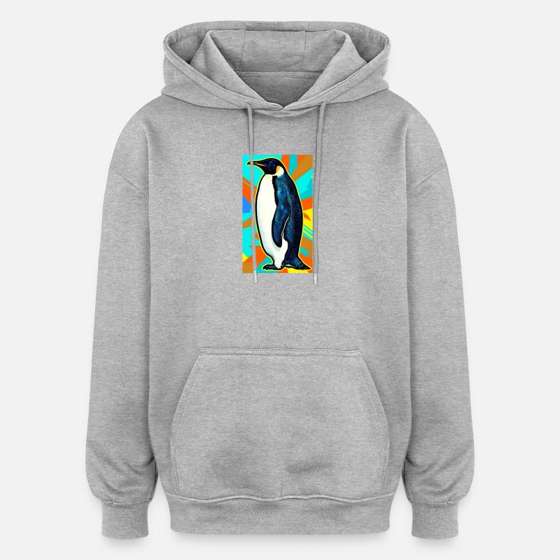 pingouin - Sweat à capuche oversize unisexe - gris chiné