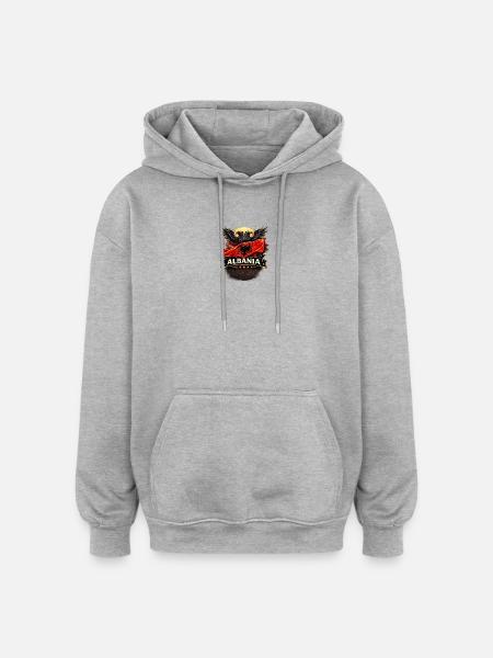 Albania Eagle Flag - Oversized Unisex Hoodie - heather grey