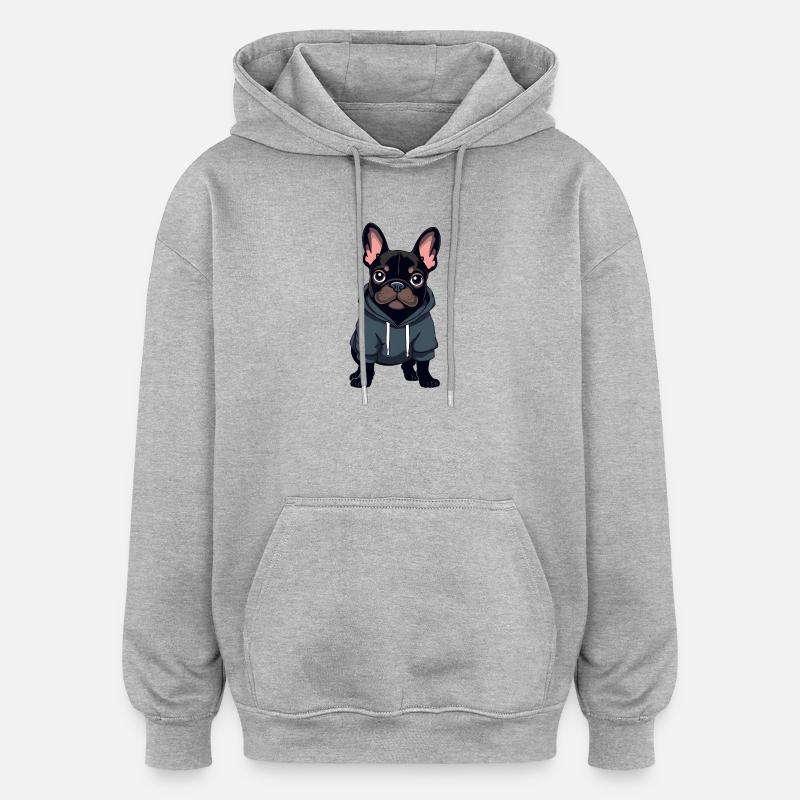Bouledogue français - Sweat à capuche oversize unisexe - gris chiné