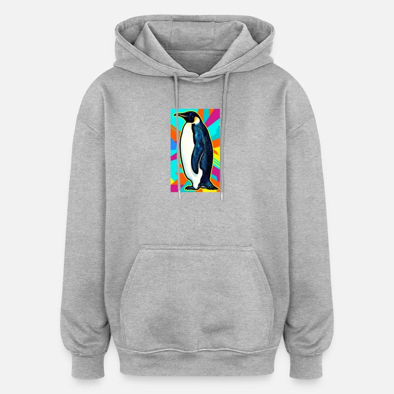 pingouin - Sweat à capuche oversize unisexe - gris chiné