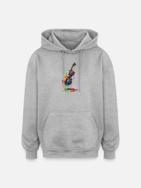 Violin med dryppende maling - Oversize unisex hoodie - grå meleret