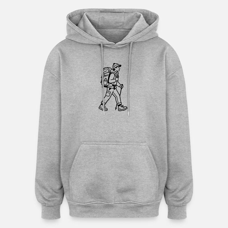 Randonnée - Sweat à capuche oversize unisexe - gris chiné