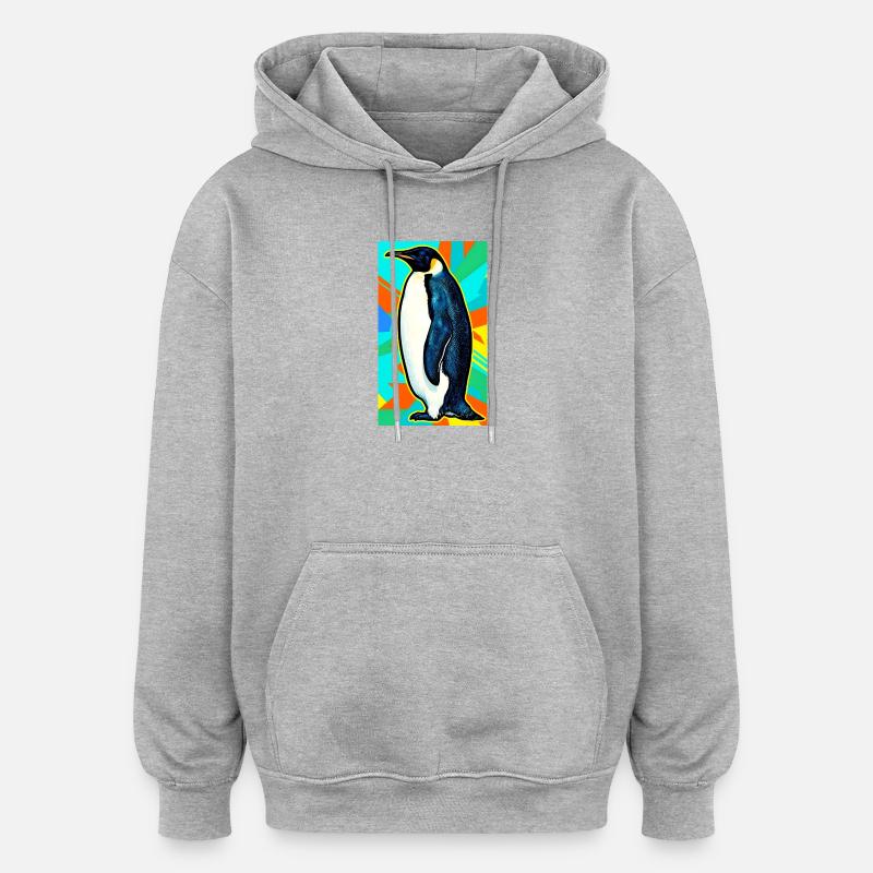 pingouin - Sweat à capuche oversize unisexe - gris chiné