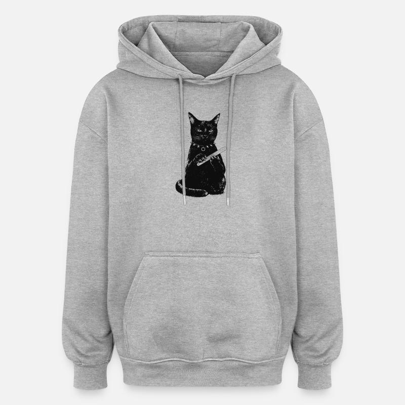 Chat avec lime à ongles - Sweat à capuche oversize unisexe - gris chiné