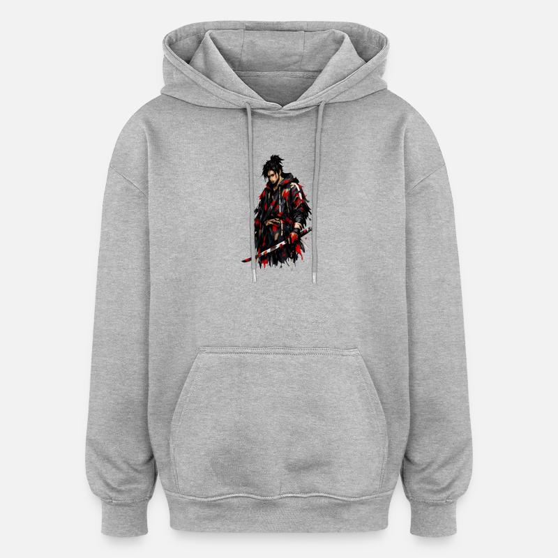 Roter Schatten Samurai - Oversized Unisex Hoodie - Grau meliert