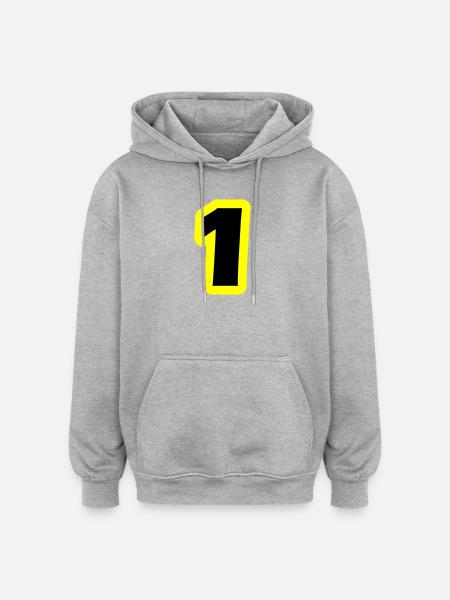 1 Symbole numérique - Sweat à capuche oversize unisexe - gris chiné