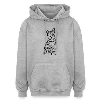 Katze Kätzchen Tigerkatze Katzenshirt Geschenk - Oversized Unisex Hoodie - Grau meliert - Vorne - Noah (186cm)