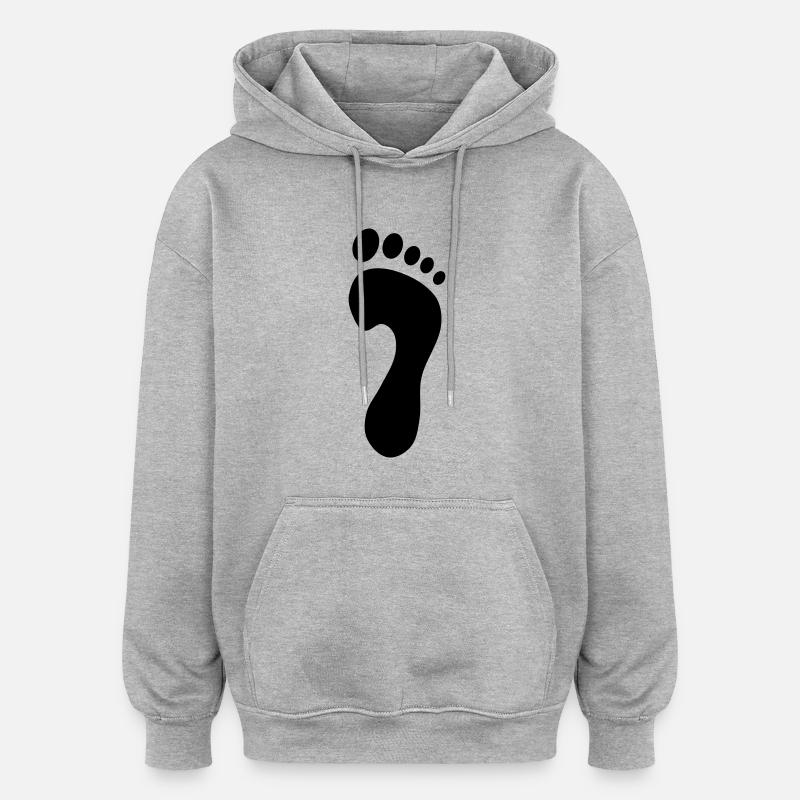 Fuß rechts - Oversized Unisex Hoodie - Grau meliert