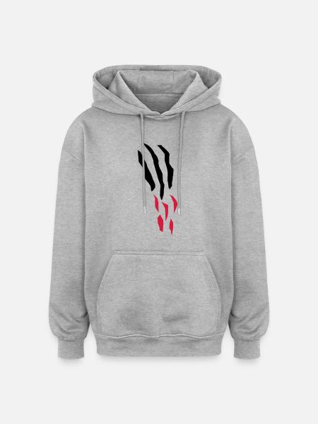 scratch_bloody - Oversized Unisex Hoodie - Grau meliert