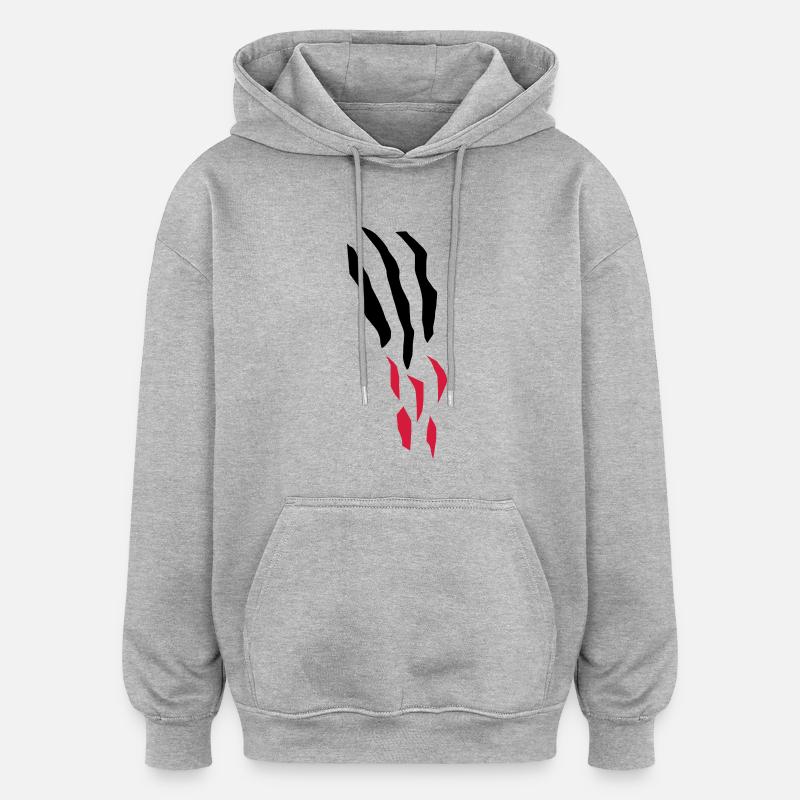 scratch_bloody - Oversized Unisex Hoodie - Grau meliert