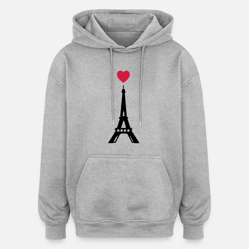 eifelturm - Sweat à capuche oversize unisexe - gris chiné
