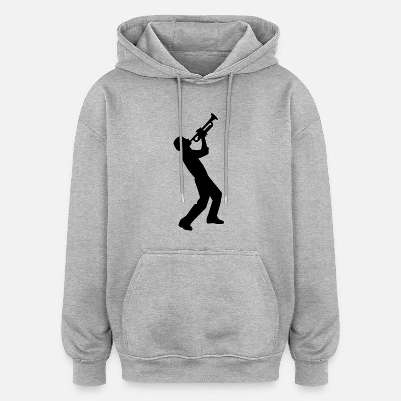 Trompette - Sweat à capuche oversize unisexe - gris chiné