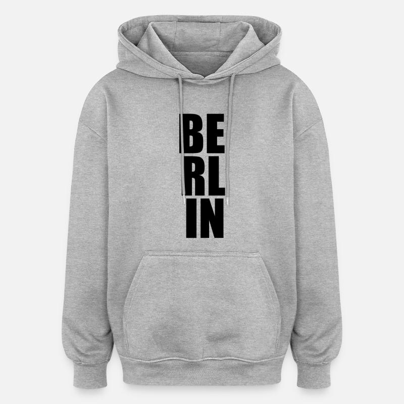 Berlin - Sweat à capuche oversize unisexe - gris chiné