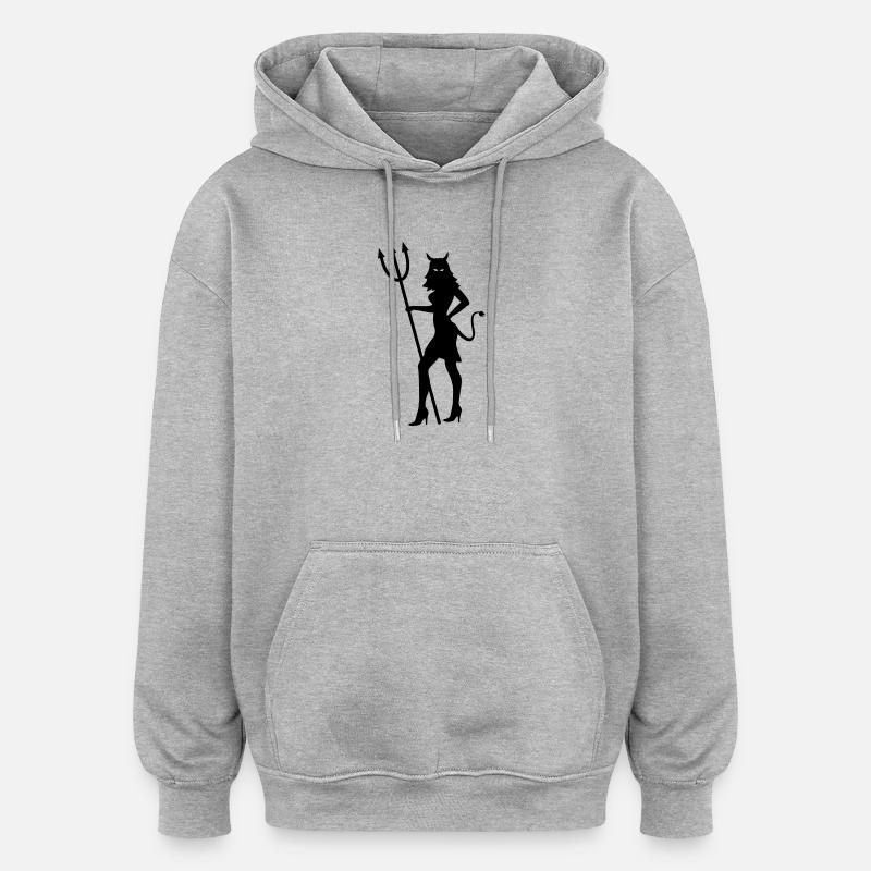 diable - Sweat à capuche oversize unisexe - gris chiné