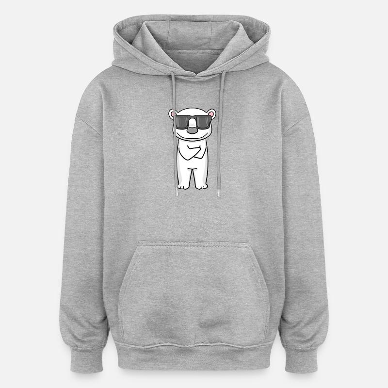 cooler Eisbär mit Sonnenbrille - Oversized Unisex Hoodie - Grau meliert