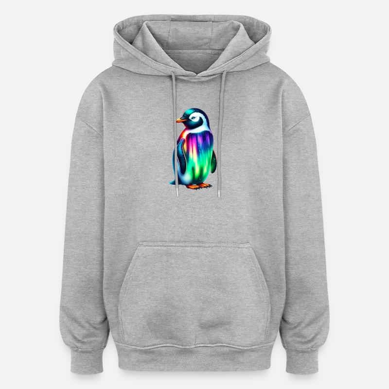 Pingouin - Sweat à capuche oversize unisexe - gris chiné