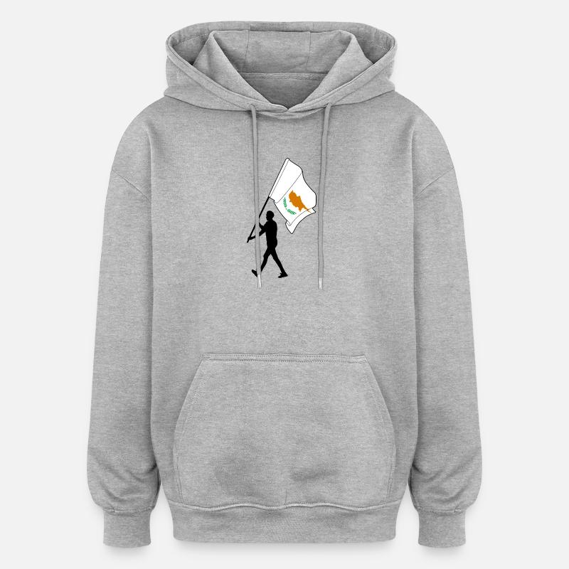 Drapeau de Chypre Homme Marche - Sweat à capuche oversize unisexe - gris chiné