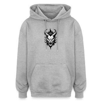DEVIL MONSTER - Oversized Unisex Hoodie - heather grey - Front - Noah (186cm)