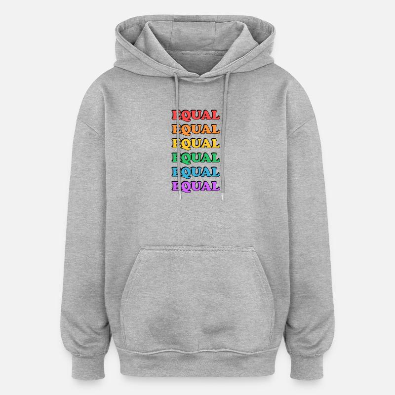 Rainbow Equality Text - Oversized Unisex Hoodie - heather grey