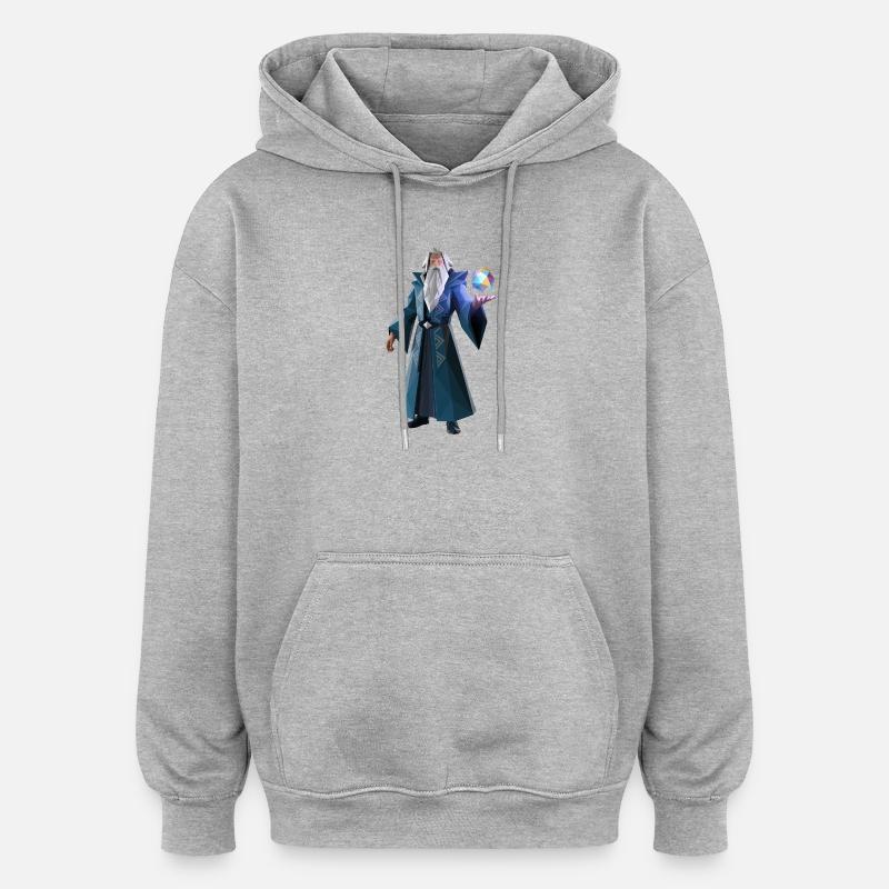 Wise Wizard - Cooles Low-Poly-Logo - Oversized Unisex Hoodie - Grau meliert