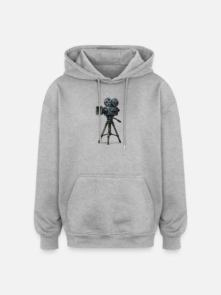 Vintage Film Kamera Stativ - Oversize unisex hoodie - grå meleret